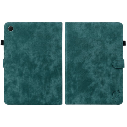For Samsung Galaxy Tab А9 Tiger Pattern Flip Leather Tablet Case(Dark Green) by bashfashion