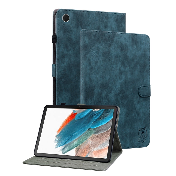 For Samsung Galaxy Tab А9 Tiger Pattern Flip Leather Tablet Case(Dark Blue) by bashfashion