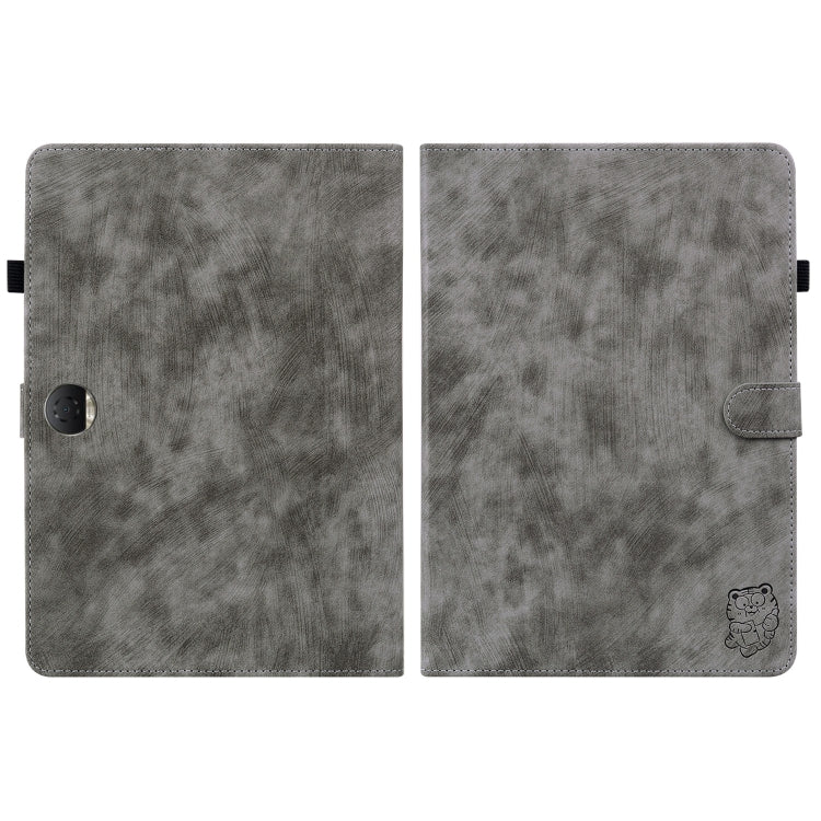 For Honor Pad 9 12.1 Embossed Tiger Pattern Leather Tablet Case(Grey) by bashfashion