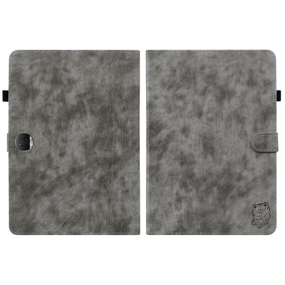 For Honor Pad 9 12.1 Embossed Tiger Pattern Leather Tablet Case(Grey) by bashfashion