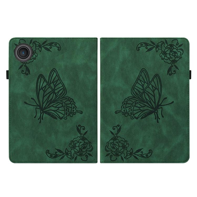 For Lenovo ZhaoYang K10C 10.1 inch Butterfly Flower Embossed Leather Tablet Case(Green) by bashfashion