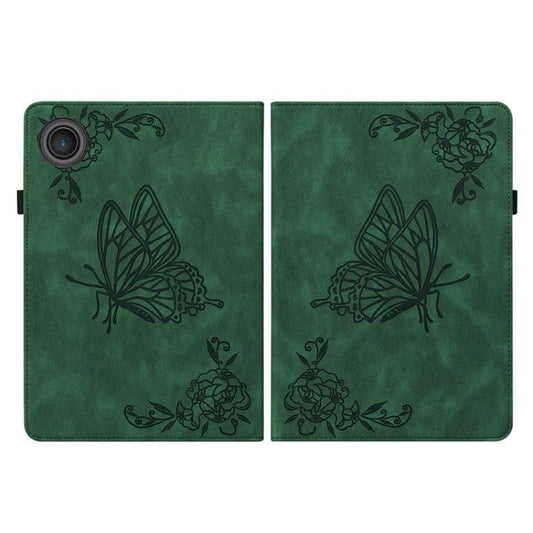 For Lenovo ZhaoYang K10C 10.1 inch Butterfly Flower Embossed Leather Tablet Case(Green) by bashfashion
