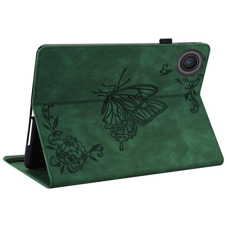 For Lenovo ZhaoYang K10C 10.1 inch Butterfly Flower Embossed Leather Tablet Case(Green) by bashfashion
