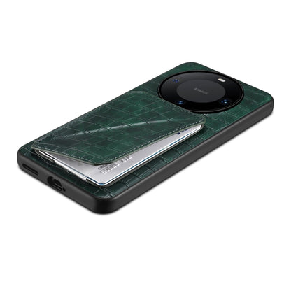 For Huawei Mate 60 Denior Crocodile Texture Holder Electroplating Phone Case(Green) by Denior