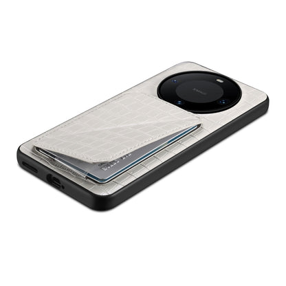 For Huawei Mate 60 Denior Crocodile Texture Holder Electroplating Phone Case(White) by Denior