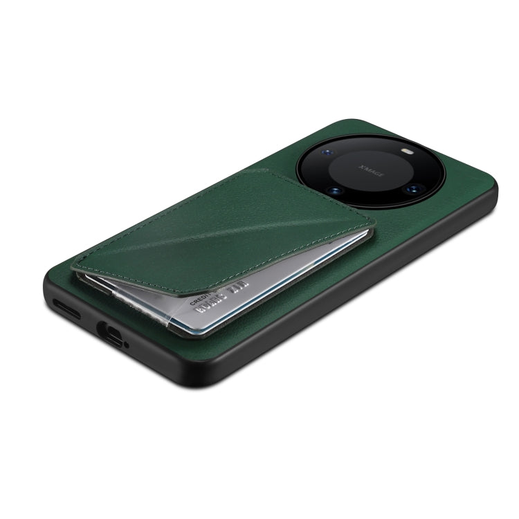 For Huawei Mate 60 Denior Calf Texture Holder Electroplating Phone Case(Green) by Denior