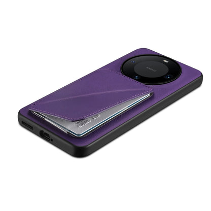 For Huawei Mate 60 Denior Calf Texture Holder Electroplating Phone Case(Purple) by Denior