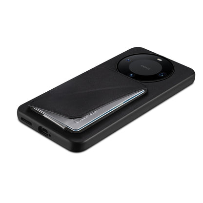 For Huawei Mate 60 Denior Calf Texture Holder Electroplating Phone Case(Black) by Denior