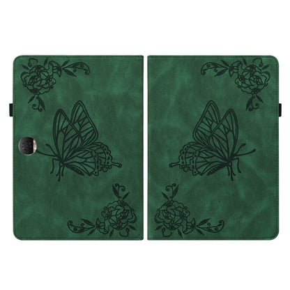 For Honor Pad 9 12.1 Butterfly Flower Embossed Leather Tablet Case(Green) by bashfashion