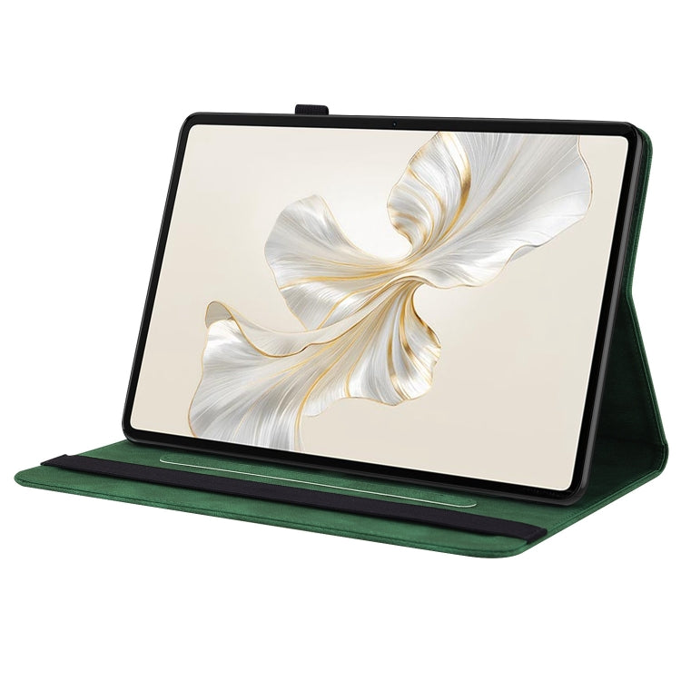 For Honor Pad 9 12.1 Butterfly Flower Embossed Leather Tablet Case(Green) by bashfashion