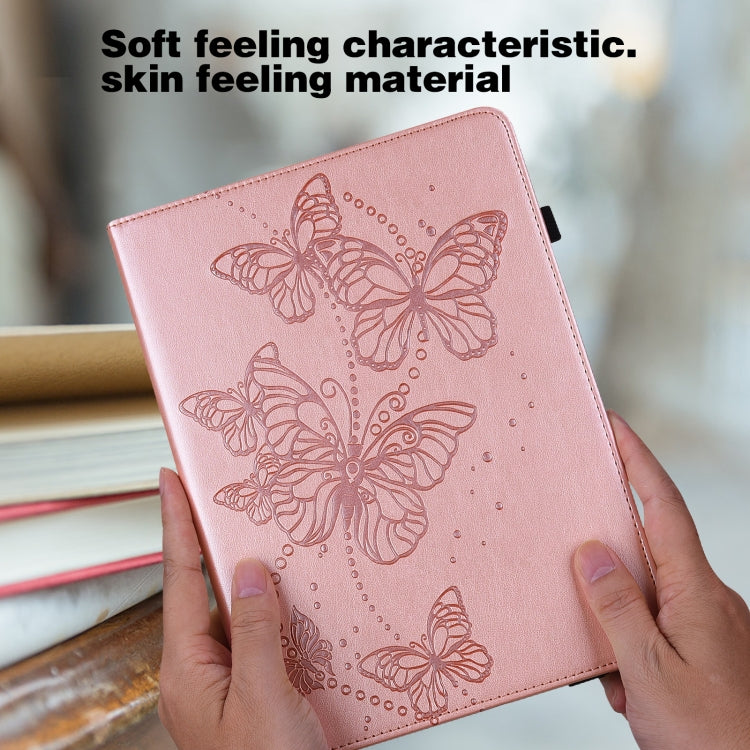 For Samsung Galaxy Tab A11 / A9 Embossed Butterfly Pattern Horizontal Flip Leather Tablet Case(Pink) by bashfashion