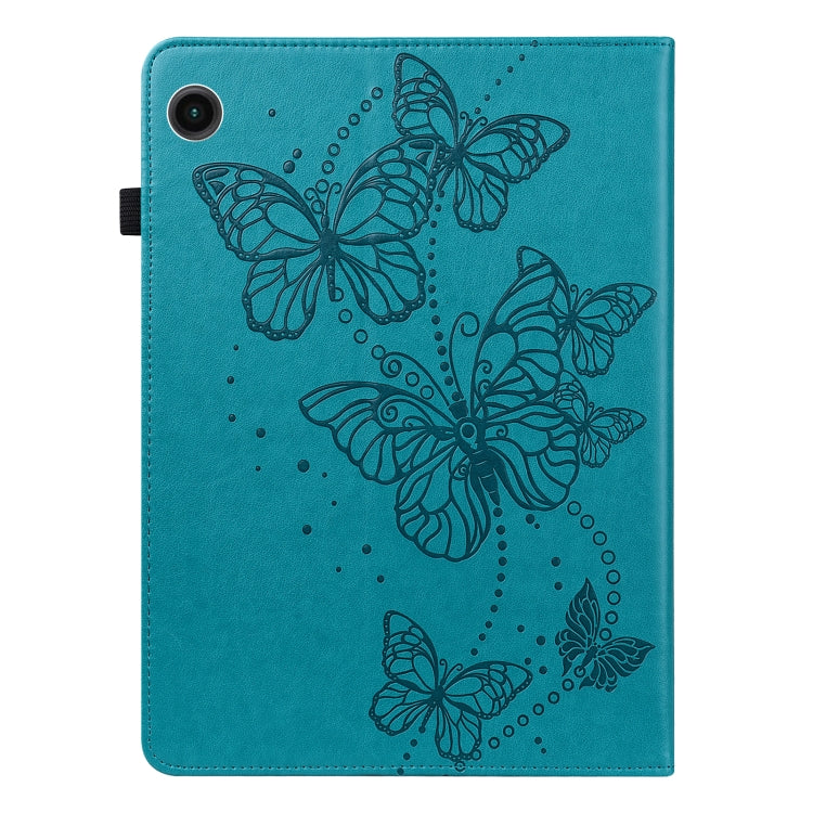 For Samsung Galaxy Tab A11 / A9 Embossed Butterfly Pattern Horizontal Flip Leather Tablet Case(Blue) by bashfashion