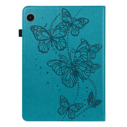 For Samsung Galaxy Tab A11 / A9 Embossed Butterfly Pattern Horizontal Flip Leather Tablet Case(Blue) by bashfashion