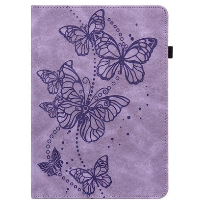 For Samsung Galaxy Tab A11+ / A9+ Embossed Butterfly Pattern Horizontal Flip Leather Tablet Case(Purple) by bashfashion