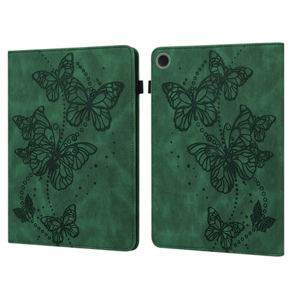 For Samsung Galaxy Tab A11+ / A9+ Embossed Butterfly Pattern Horizontal Flip Leather Tablet Case(Green) by bashfashion