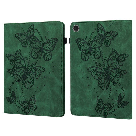 For Samsung Galaxy Tab A11+ / A9+ Embossed Butterfly Pattern Horizontal Flip Leather Tablet Case(Green) by bashfashion
