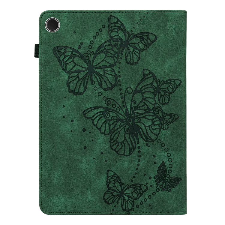 For Samsung Galaxy Tab A11+ / A9+ Embossed Butterfly Pattern Horizontal Flip Leather Tablet Case(Green) by bashfashion