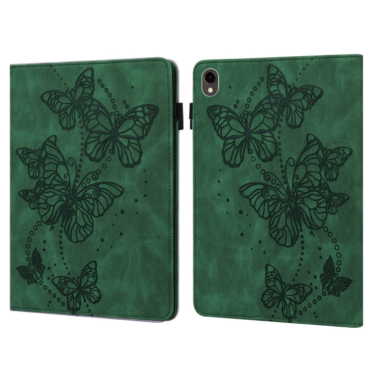 For Samsung Galaxy Tab S9 Embossed Butterfly Pattern Horizontal Flip Leather Tablet Case(Green) by bashfashion