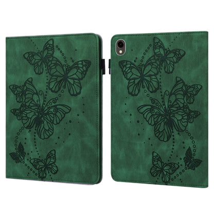For Samsung Galaxy Tab S9 Embossed Butterfly Pattern Horizontal Flip Leather Tablet Case(Green) by bashfashion
