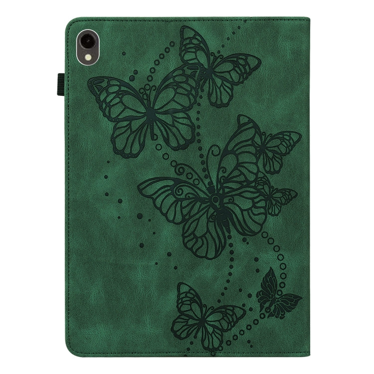 For Samsung Galaxy Tab S9 Embossed Butterfly Pattern Horizontal Flip Leather Tablet Case(Green) by bashfashion
