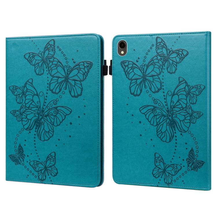 For Samsung Galaxy Tab S9 Embossed Butterfly Pattern Horizontal Flip Leather Tablet Case(Blue) by bashfashion