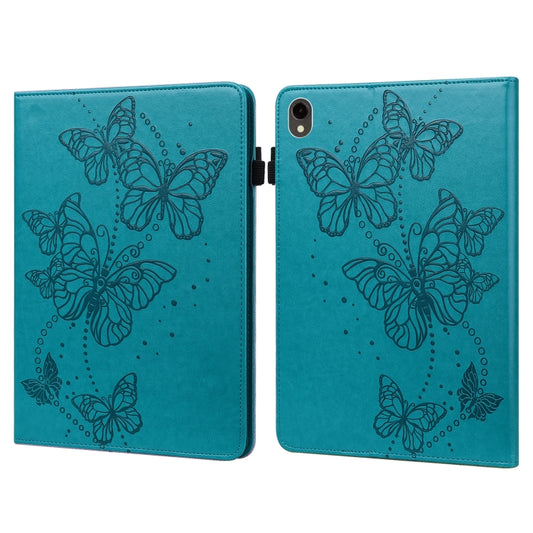 For Samsung Galaxy Tab S9 Embossed Butterfly Pattern Horizontal Flip Leather Tablet Case(Blue) by bashfashion