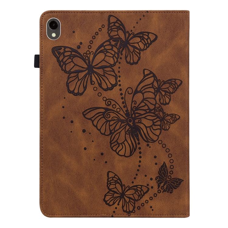 For Samsung Galaxy Tab S9 Embossed Butterfly Pattern Horizontal Flip Leather Tablet Case(Brown) by bashfashion