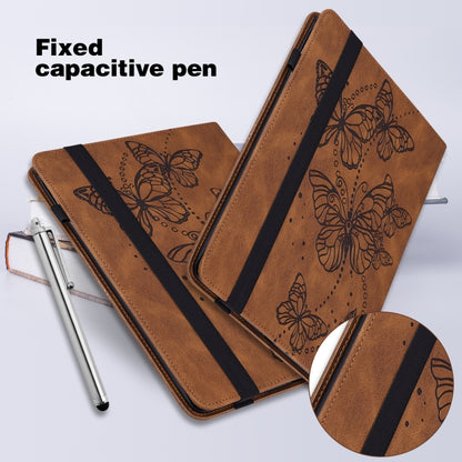 For Samsung Galaxy Tab S9 Embossed Butterfly Pattern Horizontal Flip Leather Tablet Case(Brown) by bashfashion