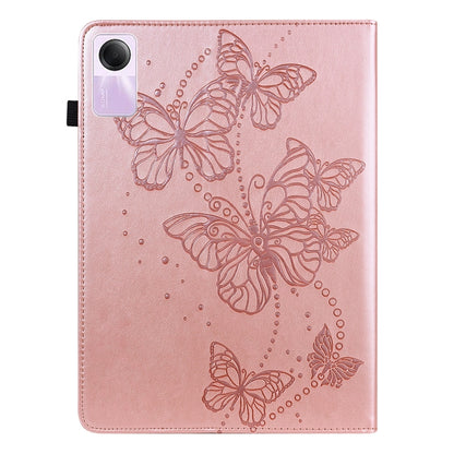 For Xiaomi Redmi Pad SE Embossed Butterfly Pattern Horizontal Flip Leather Tablet Case(Pink) by bashfashion