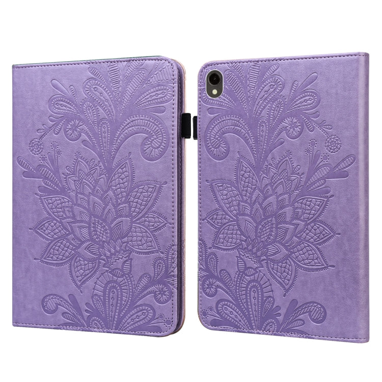 For Samsung Galaxy Tab S9 Lace Flower Embossing Pattern PU Tablet Case(Purple) by bashfashion
