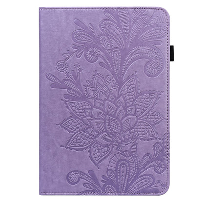 For Samsung Galaxy Tab S9 Lace Flower Embossing Pattern PU Tablet Case(Purple) by bashfashion