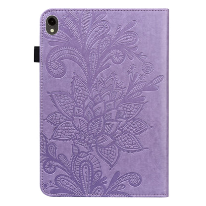 For Samsung Galaxy Tab S9 Lace Flower Embossing Pattern PU Tablet Case(Purple) by bashfashion