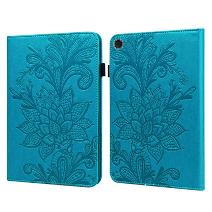 For Samsung Galaxy Tab A11+ / A9+ Lace Flower Embossing Pattern PU Tablet Case(Blue) by bashfashion