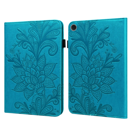 For Samsung Galaxy Tab A11+ / A9+ Lace Flower Embossing Pattern PU Tablet Case(Blue) by bashfashion