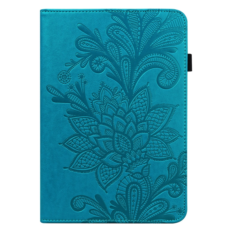 For Samsung Galaxy Tab A11+ / A9+ Lace Flower Embossing Pattern PU Tablet Case(Blue) by bashfashion