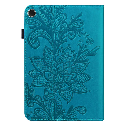 For Samsung Galaxy Tab A11+ / A9+ Lace Flower Embossing Pattern PU Tablet Case(Blue) by bashfashion