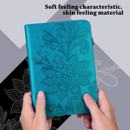 For Samsung Galaxy Tab A11+ / A9+ Lace Flower Embossing Pattern PU Tablet Case(Blue) by bashfashion