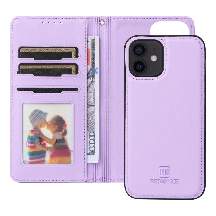 For iPhone 12 Pro / 12 BETOPNICE BN-005 2 in 1 Detachable Imitate Genuine Leather Phone Case(Light Purple) by BETOPNICE
