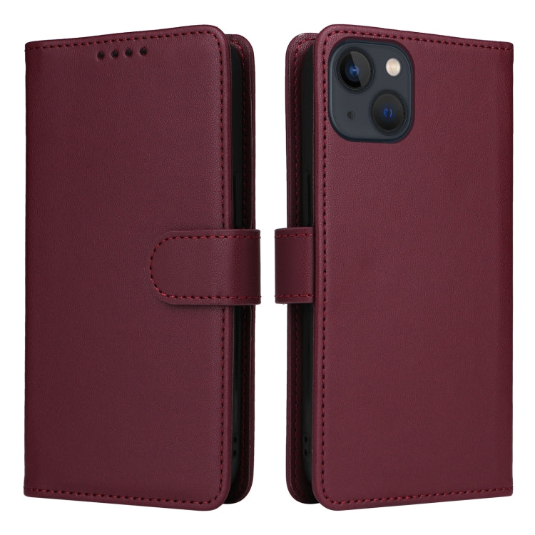 For iPhone 13 / 14 BETOPNICE BN-005 2 in 1 Detachable Imitate Genuine Leather Phone Case(Wine Red) by BETOPNICE