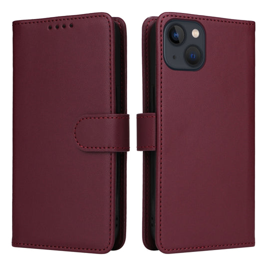 For iPhone 13 / 14 BETOPNICE BN-005 2 in 1 Detachable Imitate Genuine Leather Phone Case(Wine Red) by BETOPNICE