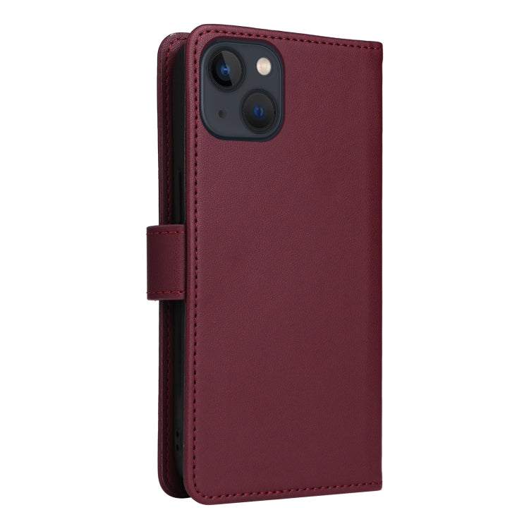 For iPhone 13 / 14 BETOPNICE BN-005 2 in 1 Detachable Imitate Genuine Leather Phone Case(Wine Red) by BETOPNICE
