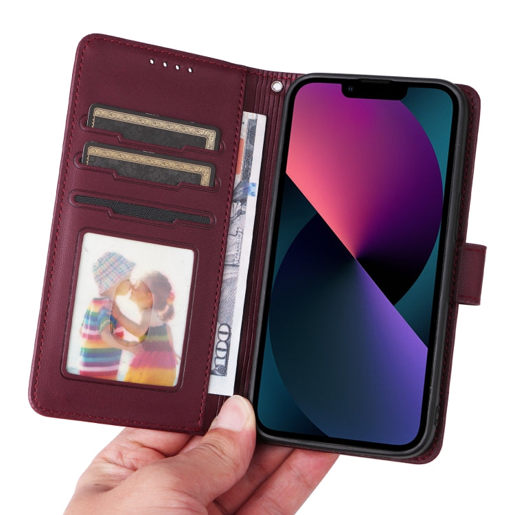 For iPhone 13 / 14 BETOPNICE BN-005 2 in 1 Detachable Imitate Genuine Leather Phone Case(Wine Red) by BETOPNICE