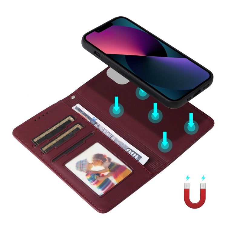 For iPhone 13 / 14 BETOPNICE BN-005 2 in 1 Detachable Imitate Genuine Leather Phone Case(Wine Red) by BETOPNICE