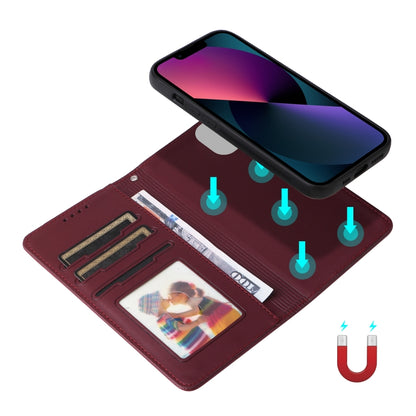 For iPhone 13 / 14 BETOPNICE BN-005 2 in 1 Detachable Imitate Genuine Leather Phone Case(Wine Red) by BETOPNICE