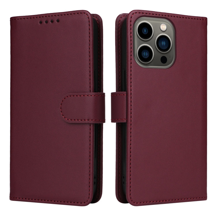 For iPhone 13 Pro BETOPNICE BN-005 2 in 1 Detachable Imitate Genuine Leather Phone Case(Wine Red) by BETOPNICE