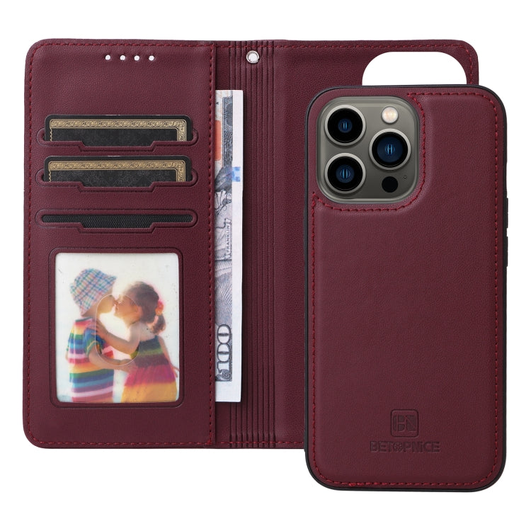 For iPhone 13 Pro BETOPNICE BN-005 2 in 1 Detachable Imitate Genuine Leather Phone Case(Wine Red) by BETOPNICE