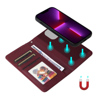 For iPhone 13 Pro BETOPNICE BN-005 2 in 1 Detachable Imitate Genuine Leather Phone Case(Wine Red) by BETOPNICE