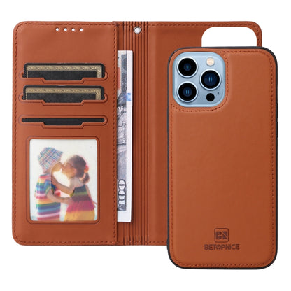 For iPhone 13 Pro Max BETOPNICE BN-005 2 in 1 Detachable Imitate Genuine Leather Phone Case(Brown) by BETOPNICE