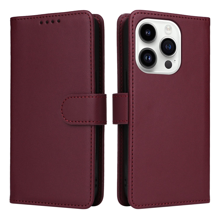 For iPhone 14 Pro BETOPNICE BN-005 2 in 1 Detachable Imitate Genuine Leather Phone Case(Wine Red) by BETOPNICE