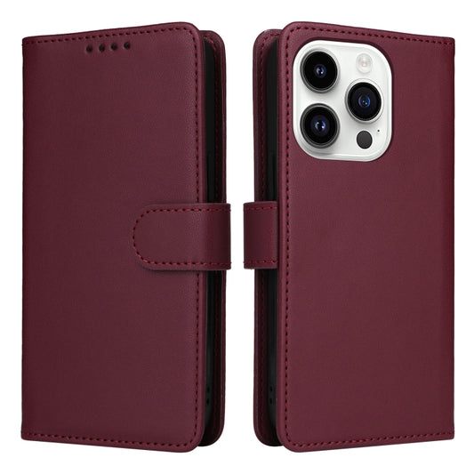 For iPhone 14 Pro BETOPNICE BN-005 2 in 1 Detachable Imitate Genuine Leather Phone Case(Wine Red) by BETOPNICE